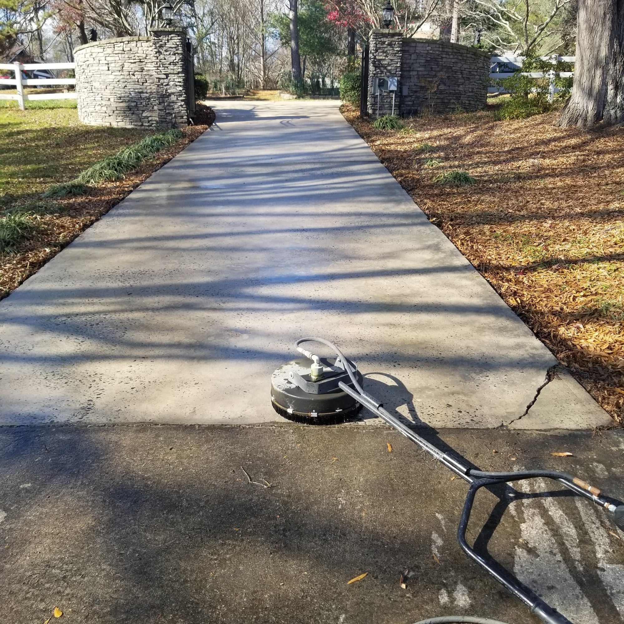 Professional driveway cleaning before and after