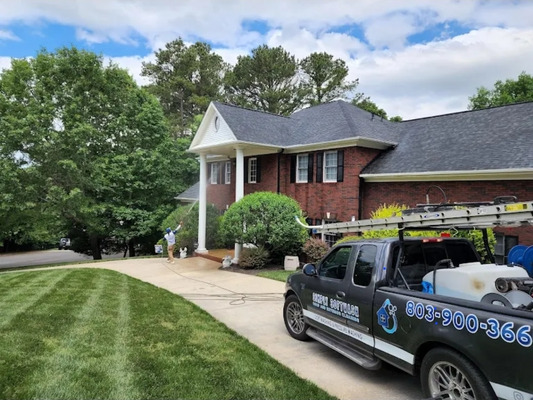 Softwashing The Exterior Of A House in Fort Mill SC