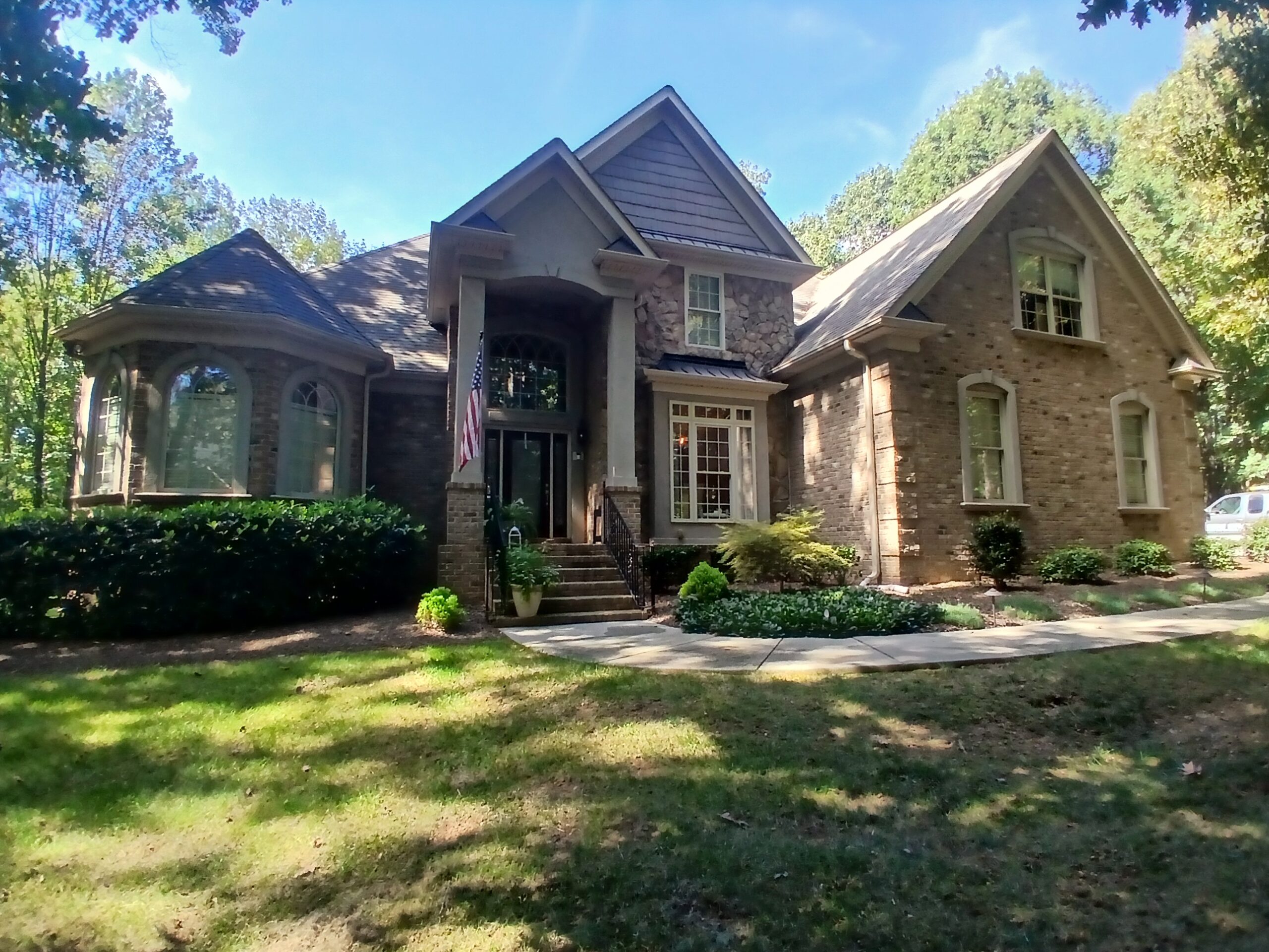Brick house washing and exterior window cleaning in Bickett Ridge Monroe NC